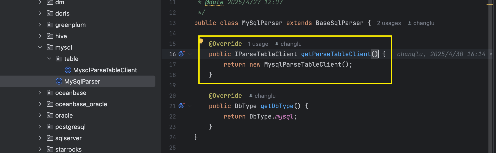在方言解析器中注册 Client